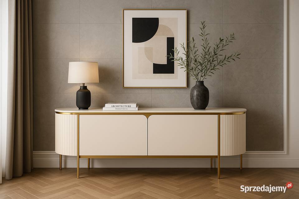 Komoda RTV złota kremowa Bueno Glamour Premium Golkowice