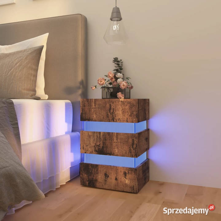 Szafka nocna z led przydymiony dąb 45x35x67 mazowieckie Warszawa