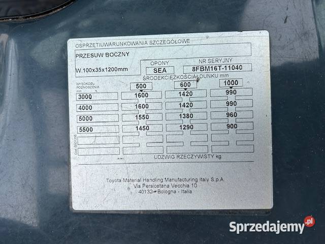 Używany wózek elektryczny Toyota 8FBM16T udźwig Jelcz-Laskowice sprzedam