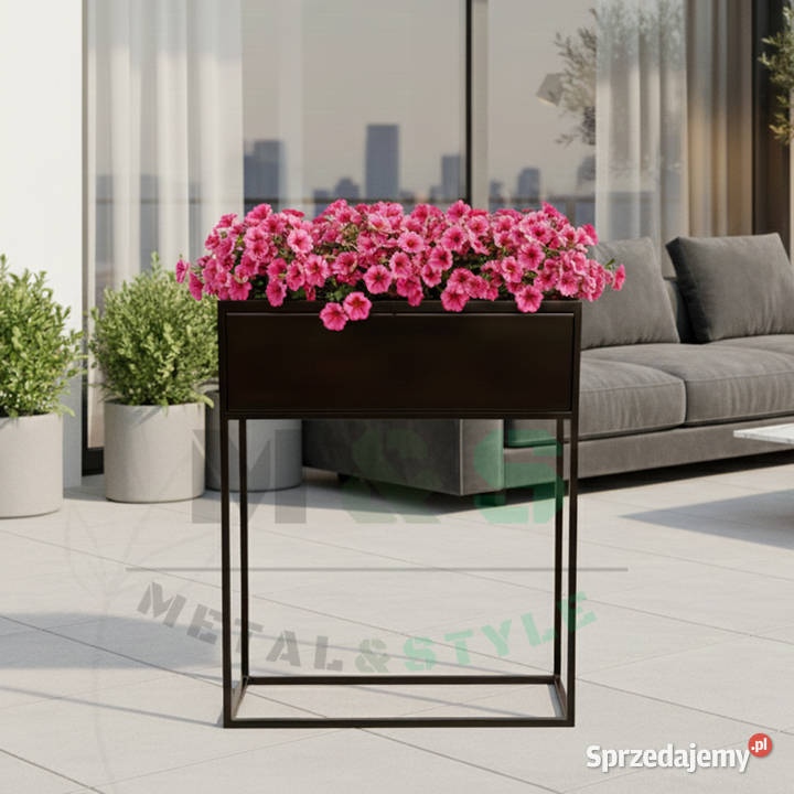 Donica metalowa loft 77 czarny mat taras balkon Pozostałe opolskie Opole