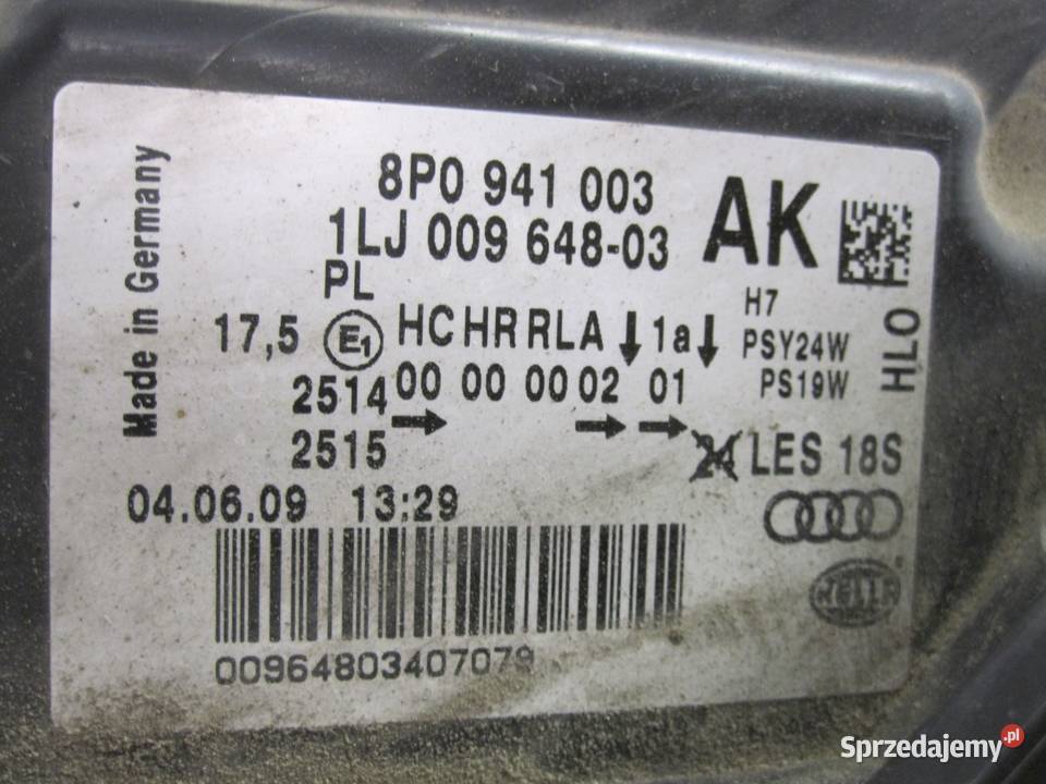 AUDI A3 8P II LIFT 10r lampa lewa przód ANGLIK osobowe Kielce sprzedam