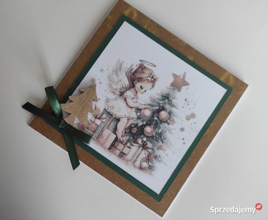 Kartka ręcznie robiona handmade świąteczna Boże Łódź
