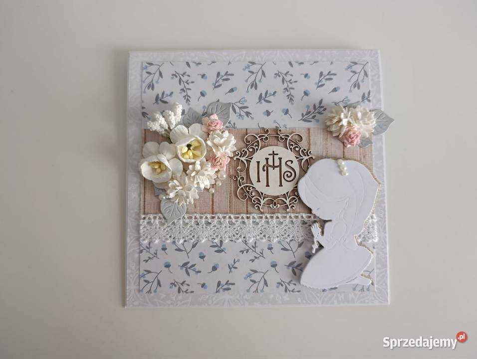 Kartka ręcznie robiona w pudełku Komunia Święta Łódź