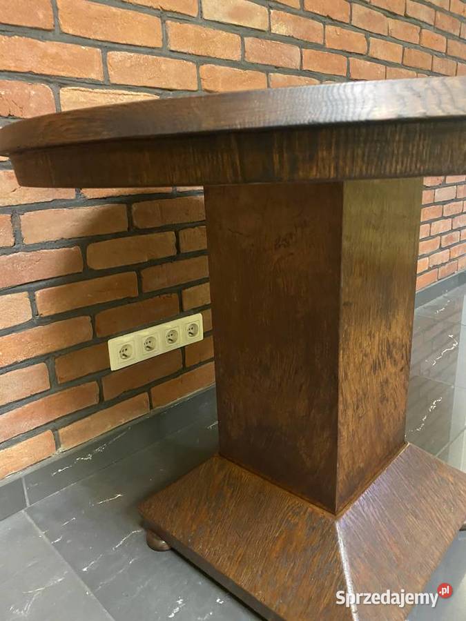 stary dębowy okrągły stół gabinetowy renowacji 90cm wielkopolskie Września