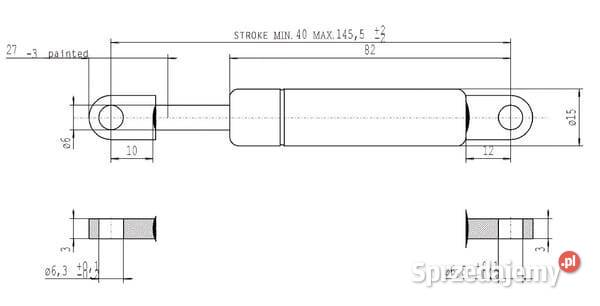 Sprężyna gazowa L1455 mm 200N Stabilus CA192813 Do maszyn uprawowych Kamionna