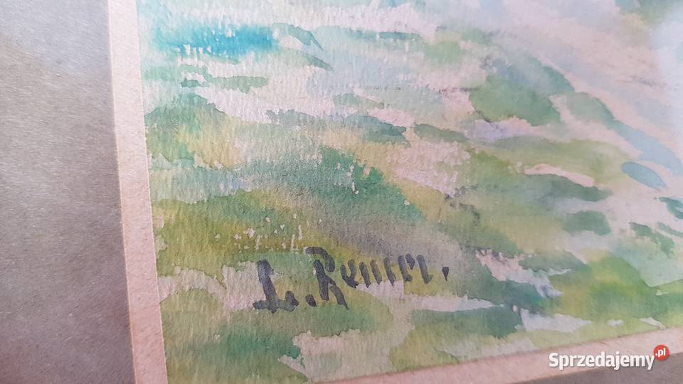 Stara akwarela sygnowana J Rommel 18811967 Malarstwo Dąbrowa Górnicza