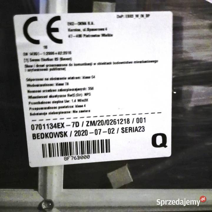 NOWE OKNA PCV SZPROSY 85cm Drzwi i okna Oborniki Śląskie