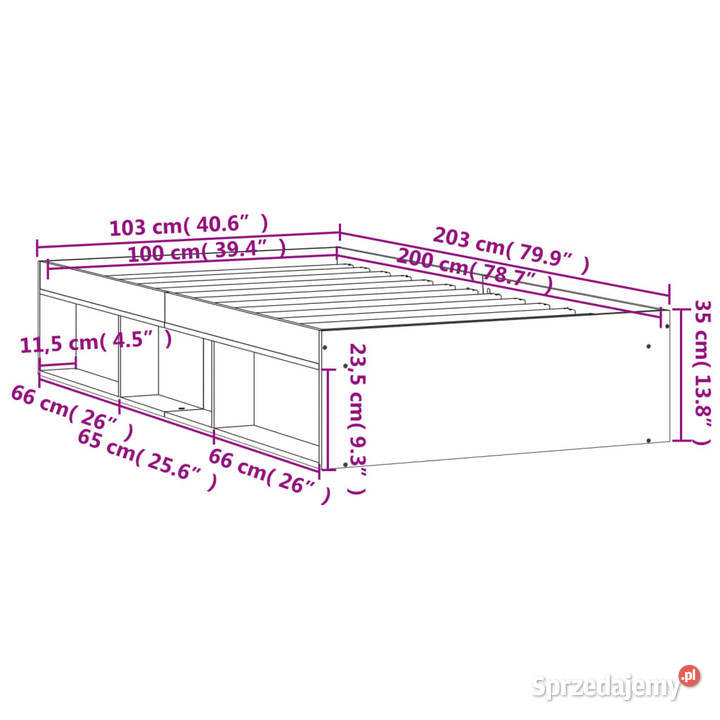 Rama łóżka brązowy dąb 100x200 WM3203837