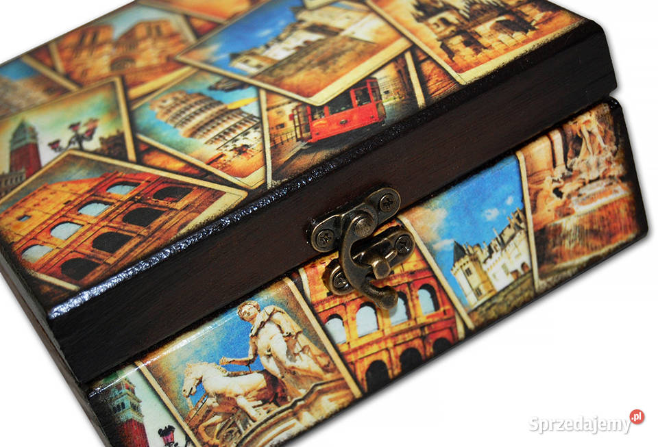 SZKATUŁKA pudełko drewniane POSTCARDS 14x14 Bydgoszcz