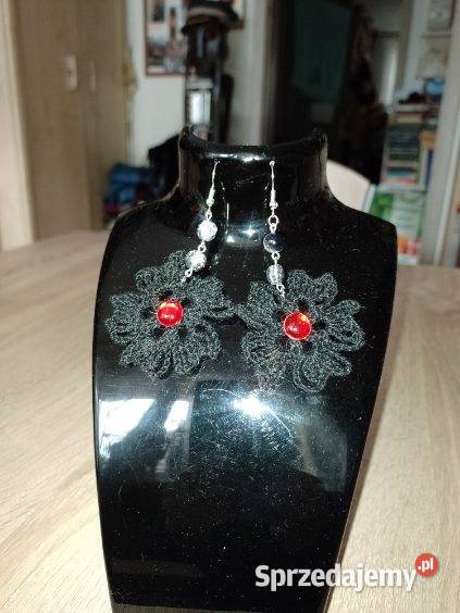 Czarna Perła szydełkowa kolczyki 45 na 65 Dodatki Słupsk