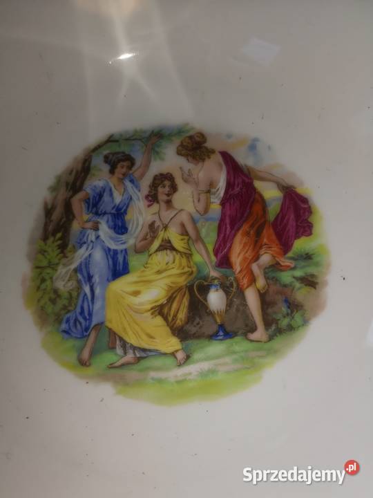 Salaterka i 8 miseczek ze scenką antyczną Porcelana i szkło Gdańsk sprzedam