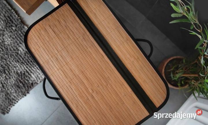 NOWY Bambusowy kosz na pranie pokrywa naturalny