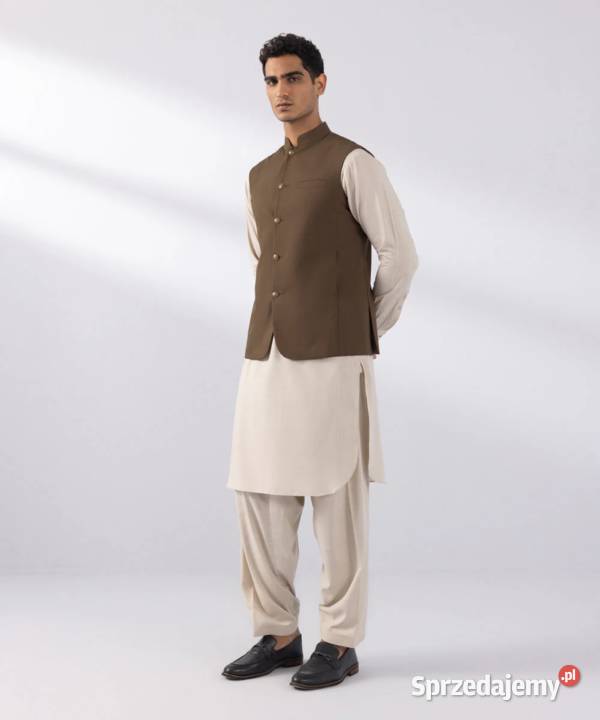 Kamizelka męska Nehru jacket L ciepły brąz Szczecin