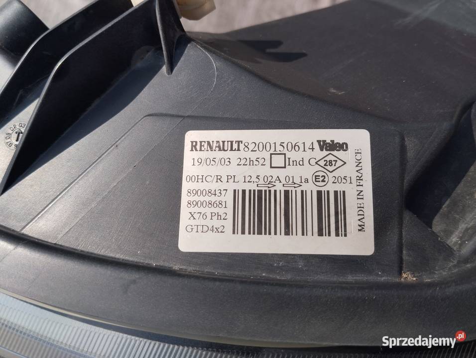Lampa Renault Kangoo 0307 lewy przód 8200150614 osobowe Kamieniec