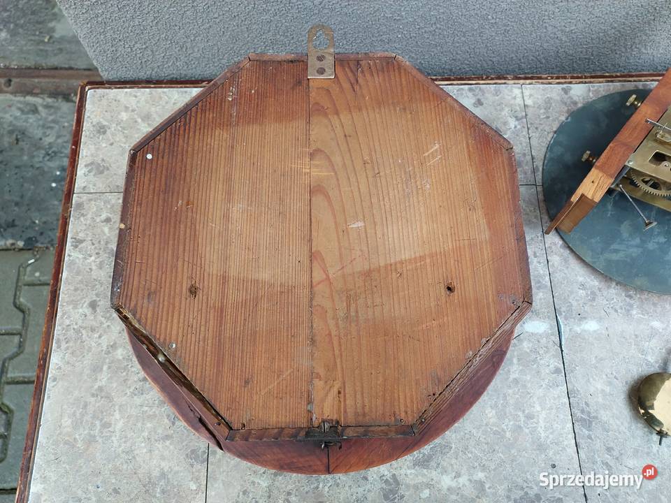 Stary okrągły zegar ścienny klubowy przedwojenny Antyki Tczew