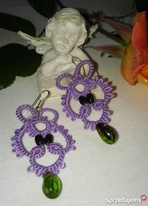 Kolczyki Frywolitkowe Wiśniowa