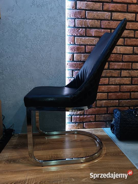 4 Krzesła Glamour 2 czarne i 2 białe Polski Skaj Lublin sprzedam