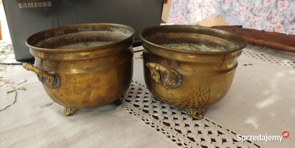 mosiężne stare osłonki doniczki 2 sztuki lubuskie Gorzów Wielkopolski