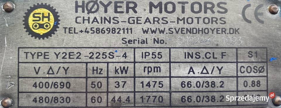 silnik elektryczny 37kW 1475obr 3fazowy B35 Pigża