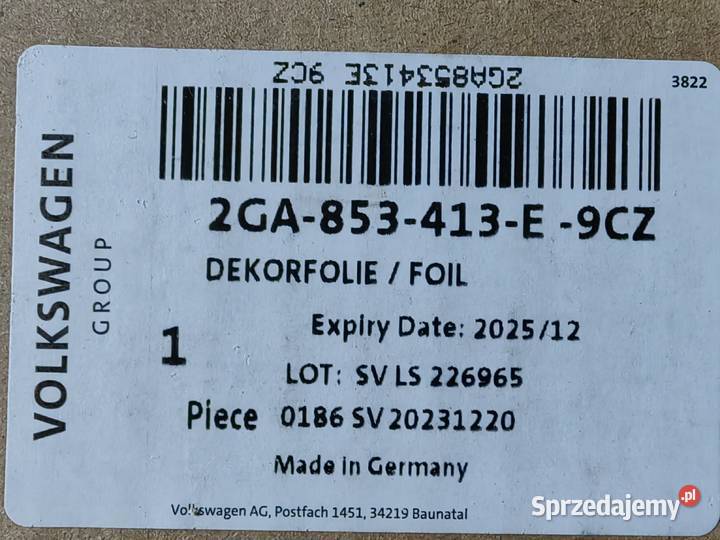 FOLIA DEKORACYJNA VW TROC CARBONMATTCZARNY małopolskie Rożnów sprzedam