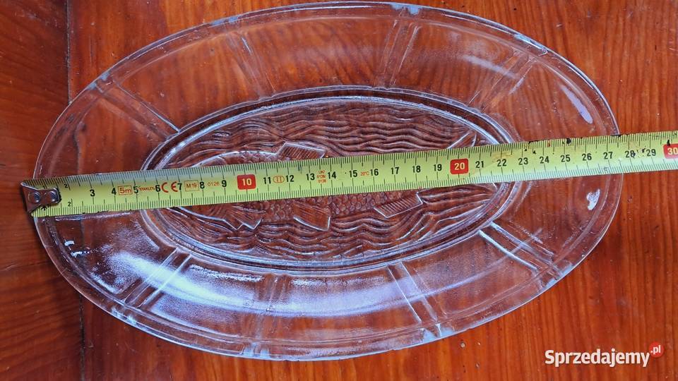 Stary Szklany Półmisek Z Motywem Ryby PRL Świecie
