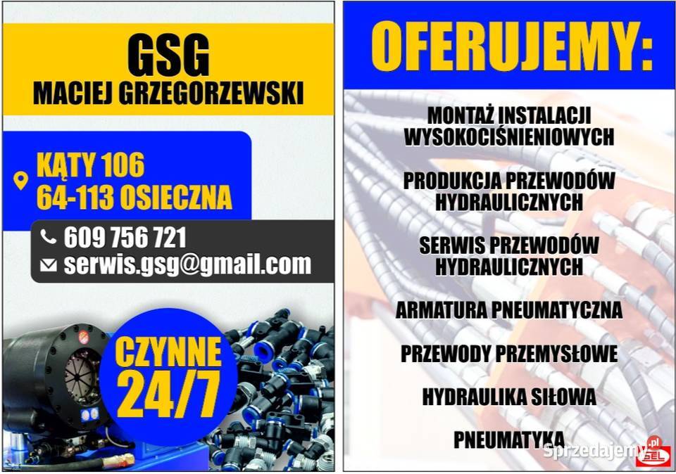 Zakówanie węży hydraulika siłowa i pneumatyka wielkopolskie Kąty