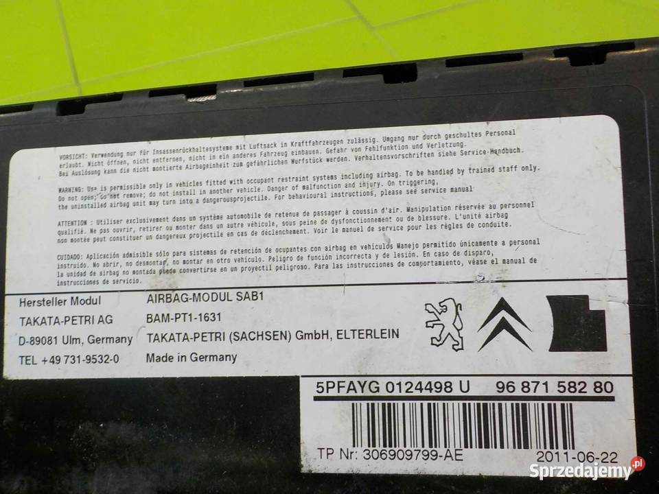 DS4 11r AIRBAG poduszka fotela prawa 9687158280 mazowieckie Suków sprzedam