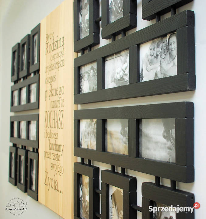 galeria ścienna drewniane ramki na zdjęcia do