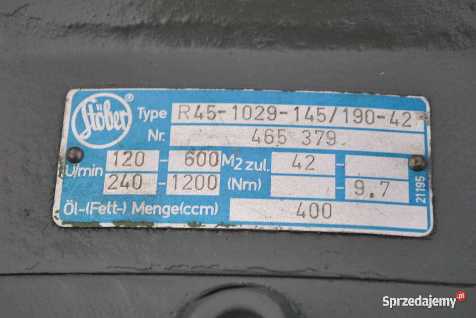 Motoreduktor dwubiegowy 14519kw z regulacją Pozostałe lubuskie Kargowa