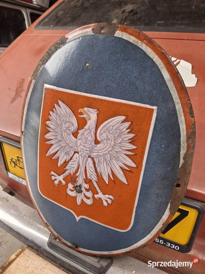 STARA TABLICA EMALIA EMALIOWANA GODŁO ORYGINAŁ Korfantów