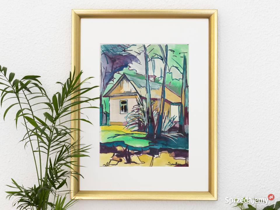 Architektura obraz gwasz Saba ekspresjonizm 29 x wielokolorowy lubelskie