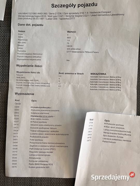 Bmw E36 16 LPG automat Mpakiet 1997 Klimatyzacja manualna sprzedam