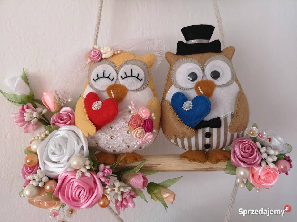 Sówki Para Młoda Handmade Dekoracja ślubna Otrębusy