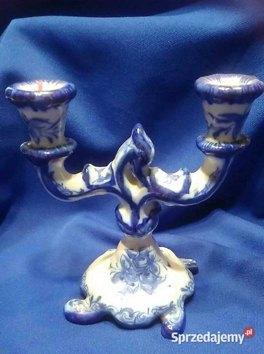 Świecznik kobal sygnowany Słupca