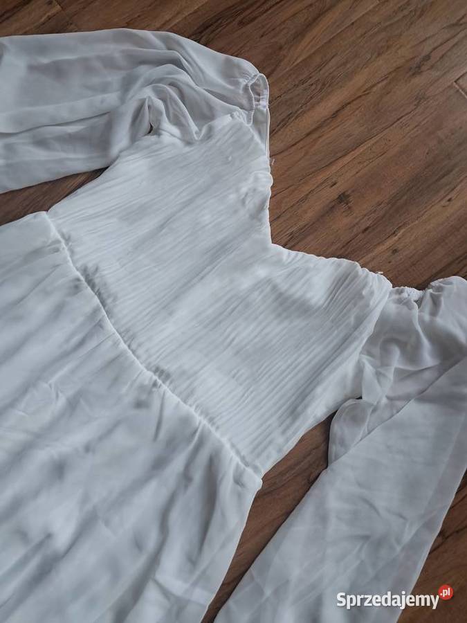 nowa długa biała cienka sukienka na podszewce Sandomierz