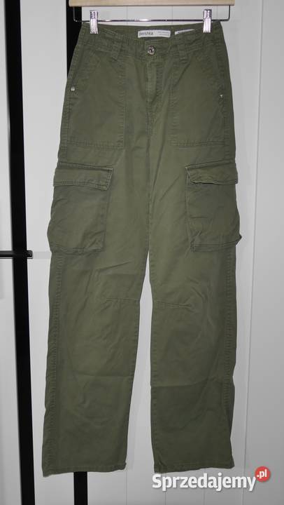 Bershka Cargo fajne spodnie bojówki 32 XXS zielony Wrocław sprzedam