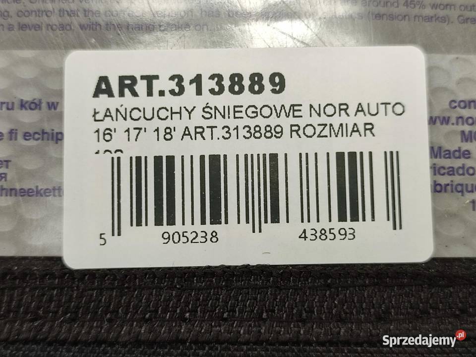 ŁAŃCUCHY ŚNIEGOWE 1 PARA NORAUTO 16 17 18 sprzedam