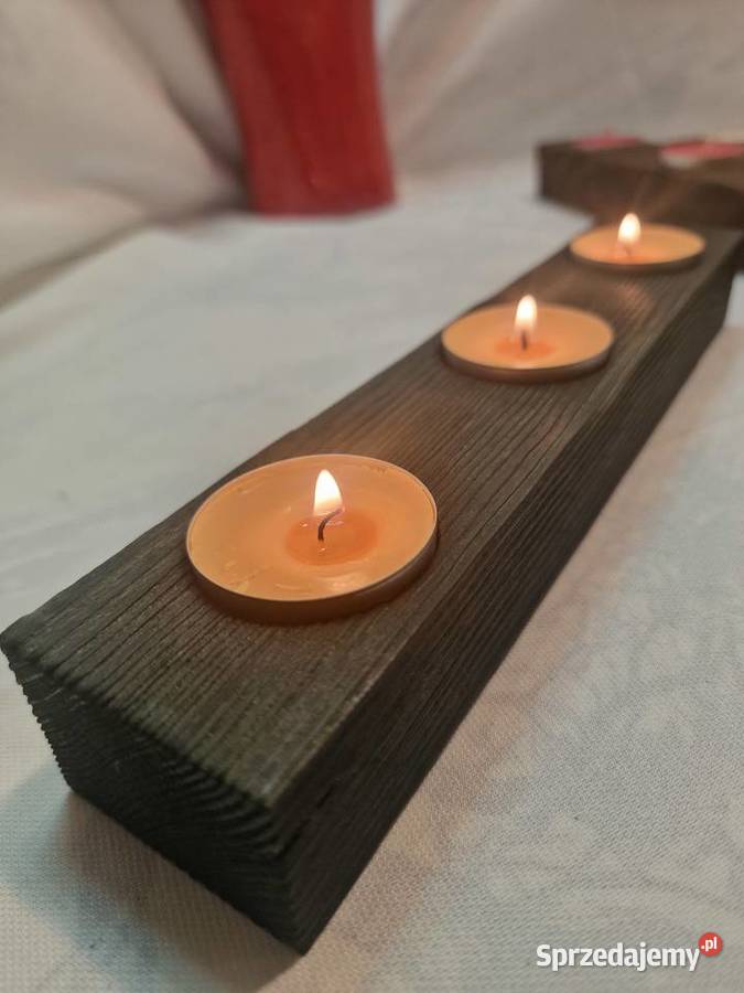 Świecznik świerkowy opalany Shou Sugi Ban ciemna Sępopol