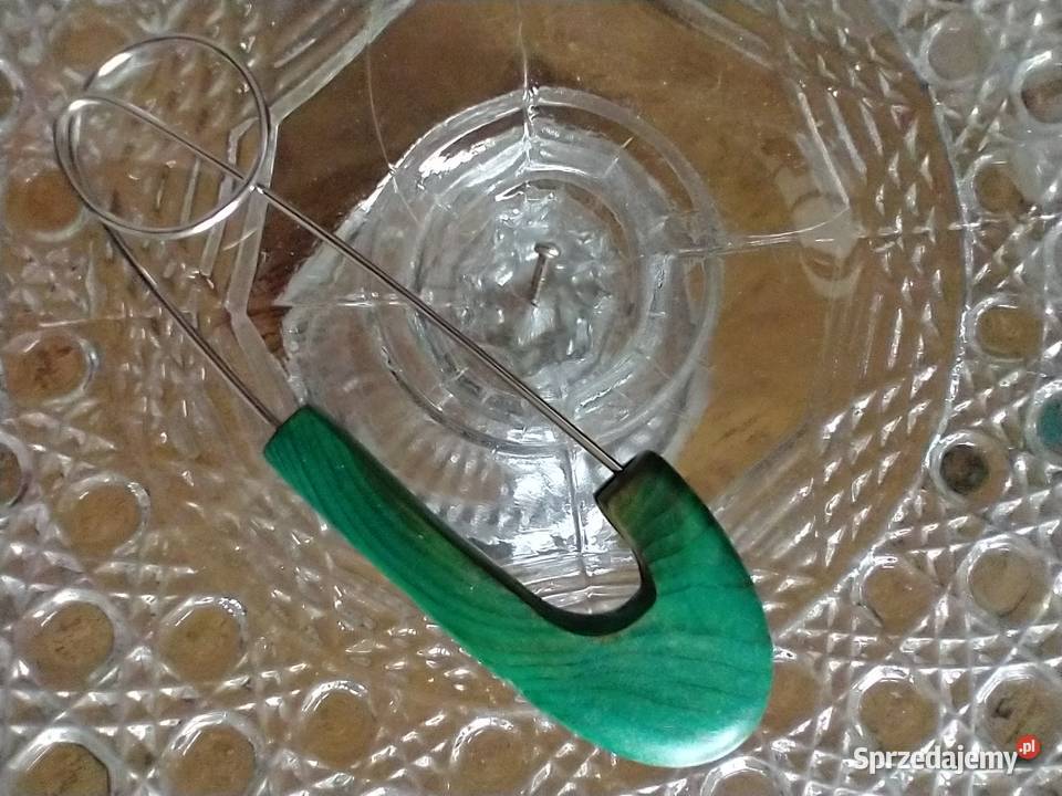 Zielona agrafka broszka do szala drewno Łódź