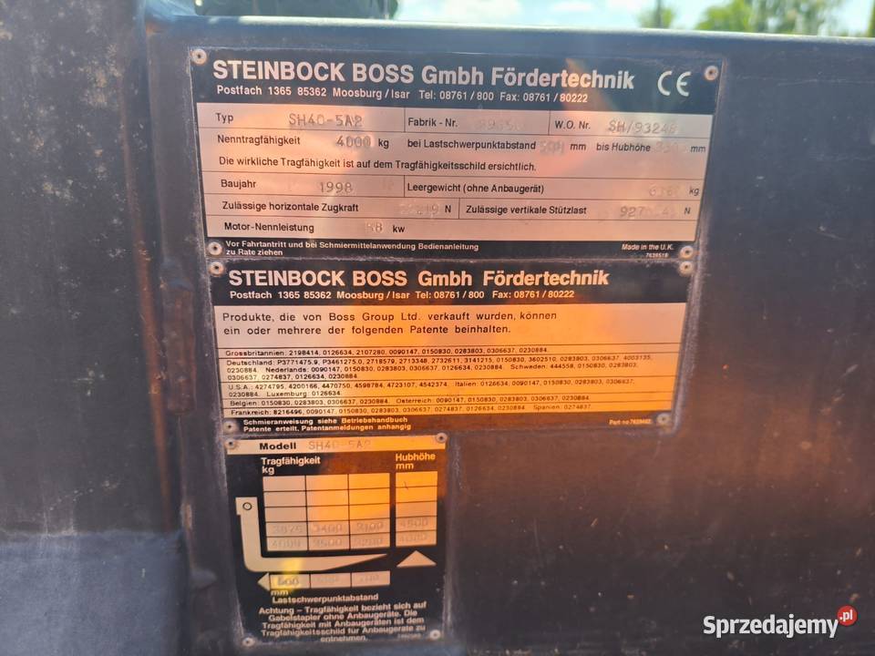 Wózek widłowy Steinbock udźwig 4t Steinbock
