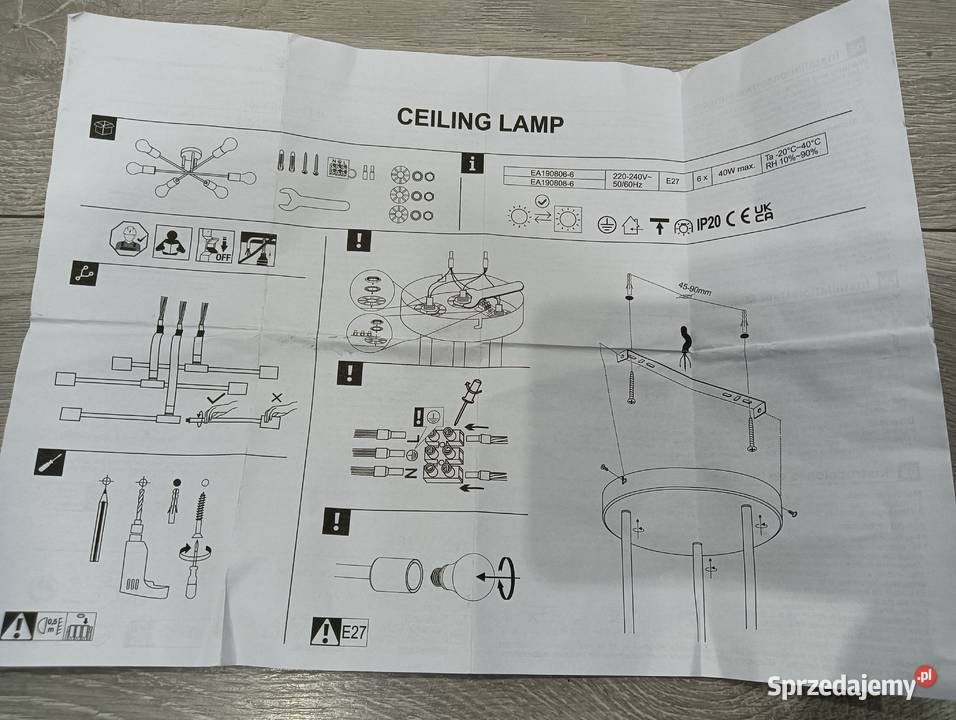 Lampa sufitowa ozdobna na 6 żarówek fajna Wałbrzych