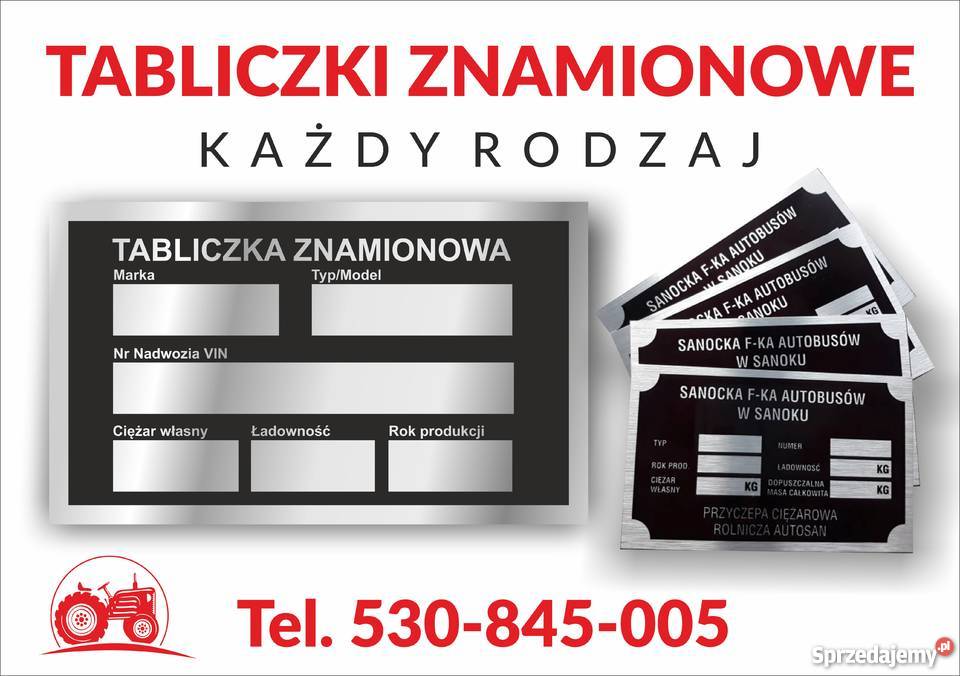 Tabliczki znamionowe WSZYSTKIE RODZAJE Pleszew