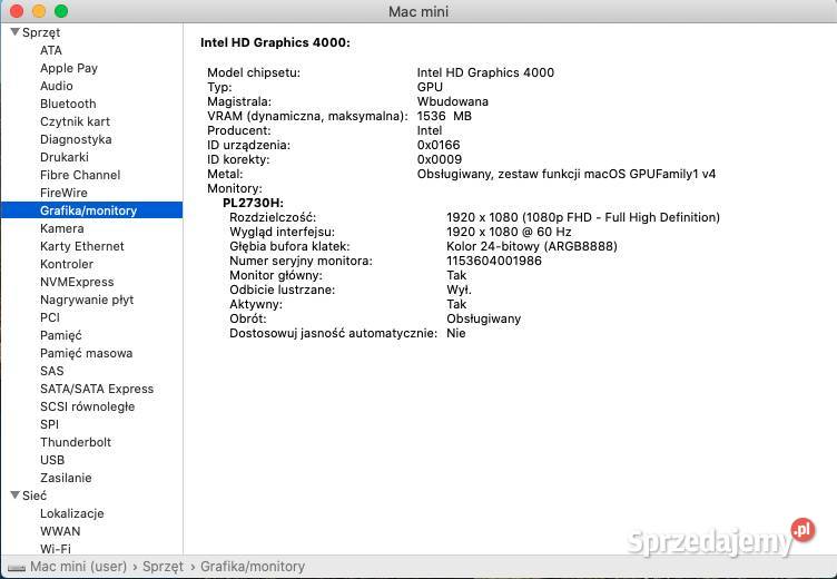 Komputer Apple Mac Mini 61 A1347 i53210M 8GB 500 Apple