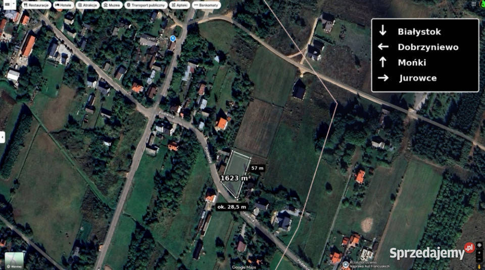 Działka 1623 m Letniki WZ Kształtna równa sucha sprzedam