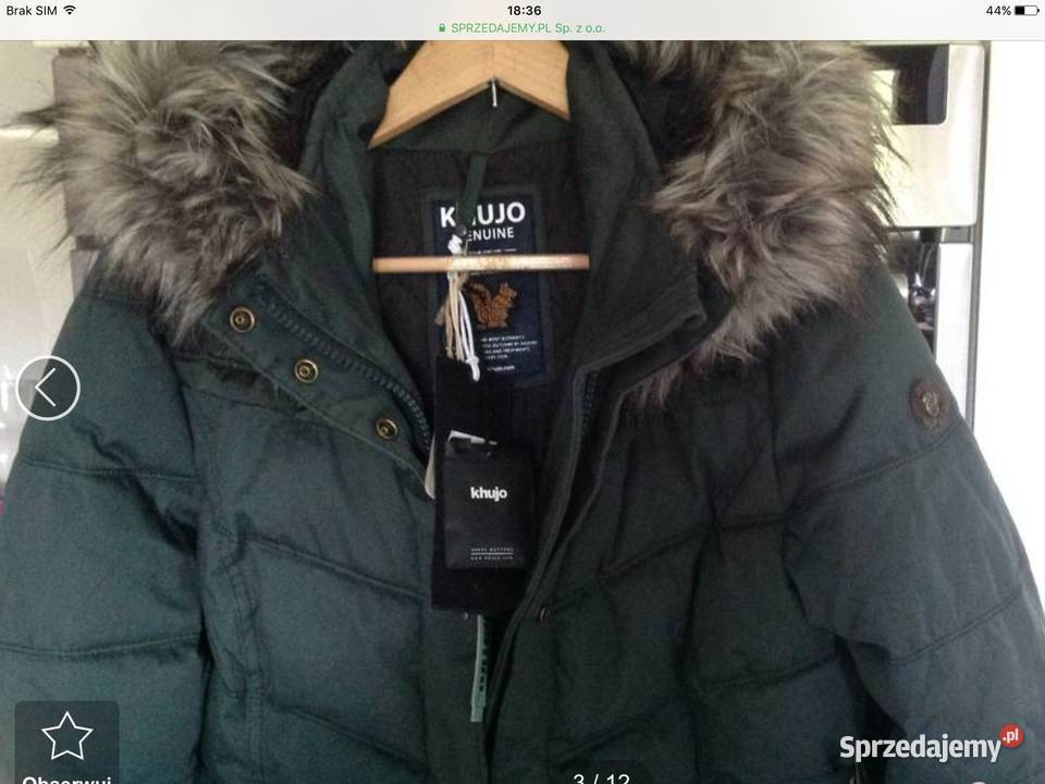 Parka Zimowa z Kapturem Kurtka Damska KHUJO r M Nowa Sól