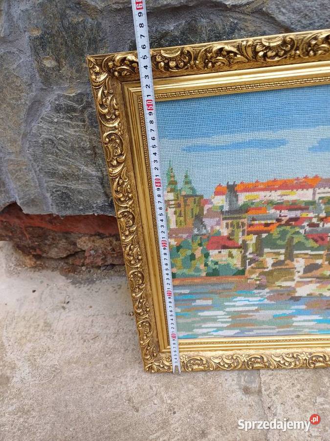 Obraz gobelin w starej ramie Praga Czeska ost Lubań sprzedam