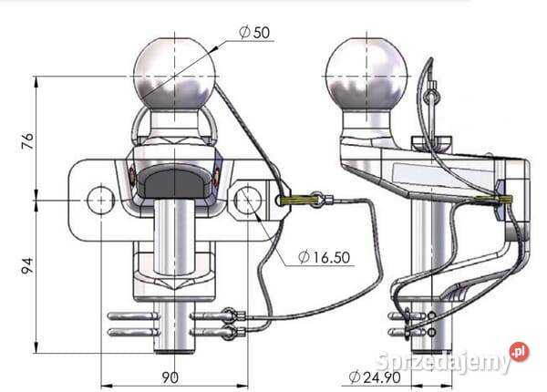 Zaczep kulowy 50 mm z mocowaniem przykręcany Kamionna sprzedam