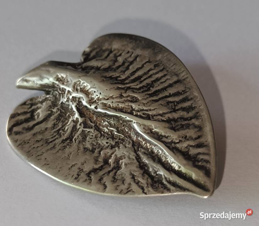 Stara broszka Srebrny Liść Warmet Agat Kłodzko