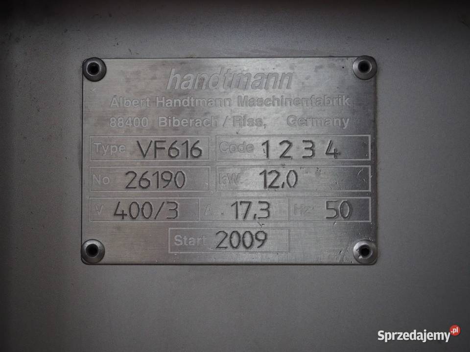 Nadziewarka próżniowa Handtmann VF616 z linią AL Biznes i Przemysł