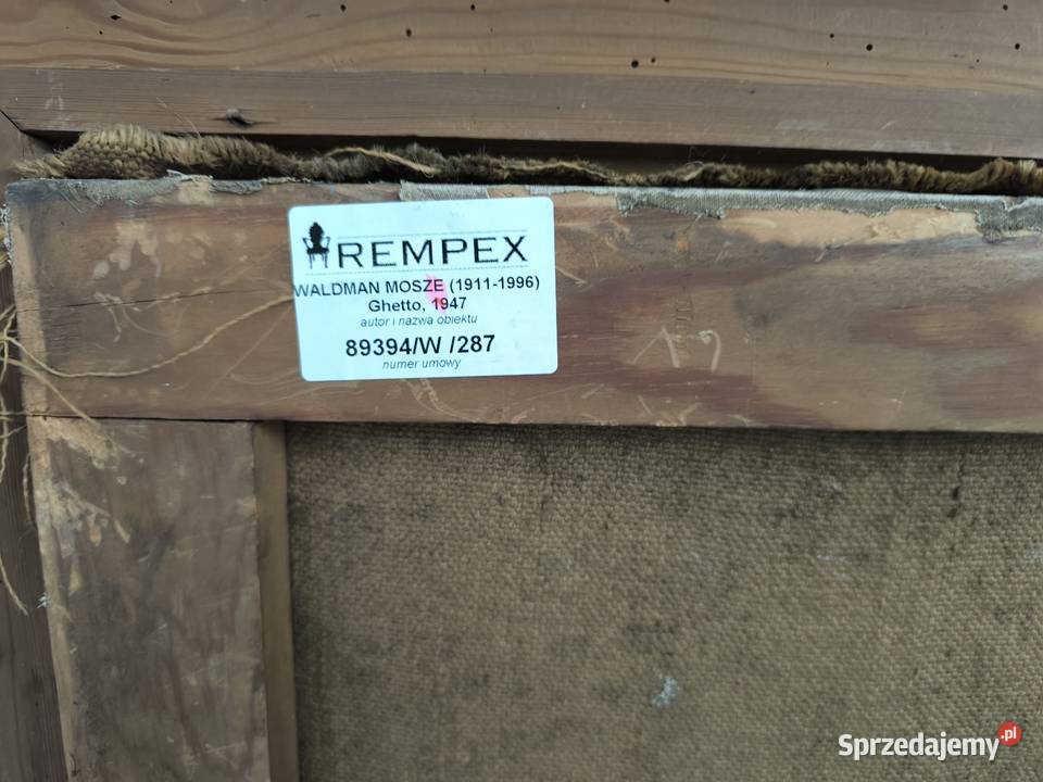 Piękny stary oryginalny obraz olejny 1947 r Łódź